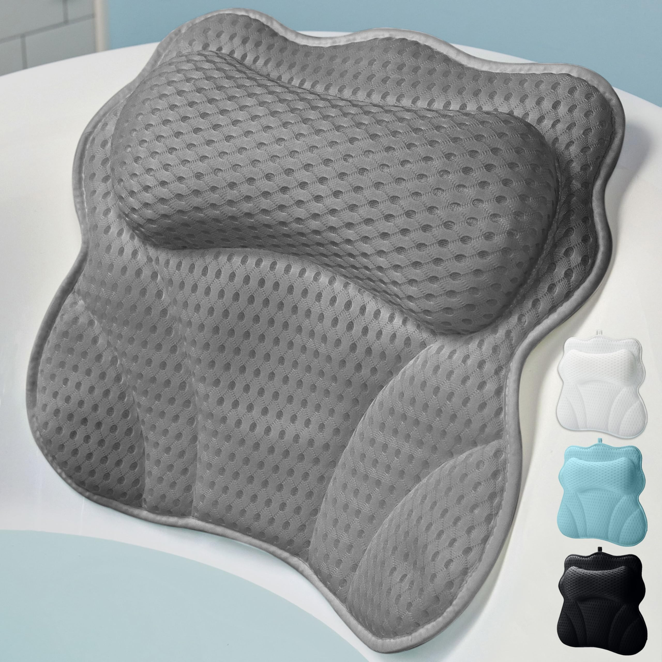 WONDERfoam Thick Padded Ergonomic Bath Pillow for Tub, Bathtub Headrest Neck and Back Support, St... | Amazon (US)