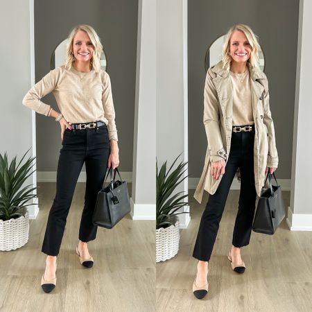 I love layering a light weight sweater with a trench coat on a chilly spring day! 
Sweater- small (run small)
Jeans- small/regular (I cut the hem on the jeans to shorten them to the perfect length)
Shoes- 7.5
Purse- thrifted, linked similar 

#LTKfindsunder100 #LTKSeasonal #LTKstyletip