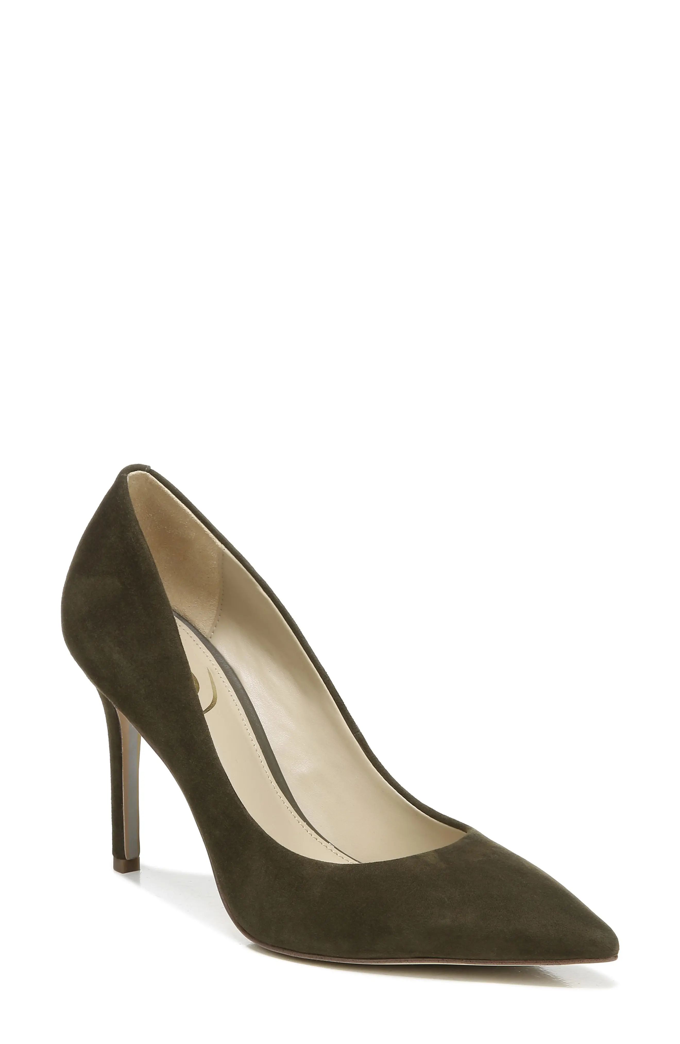Sam Edelman Hazel Pointed Toe Pump in Military Green Suede at Nordstrom, Size 6 | Nordstrom