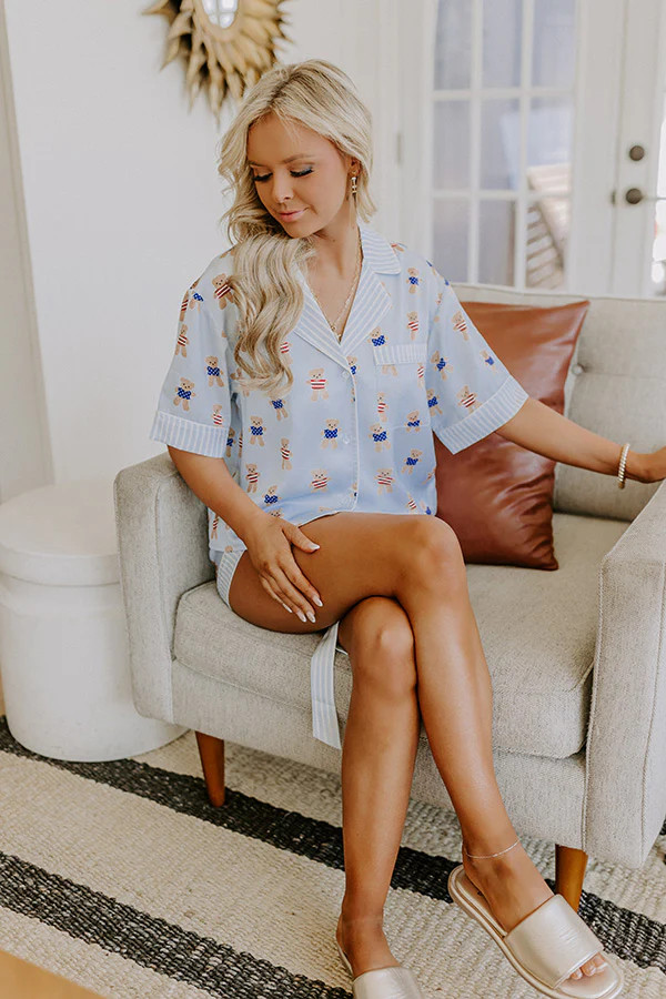 Beary Patriotic Satin Pajama Top | Impressions Online Boutique