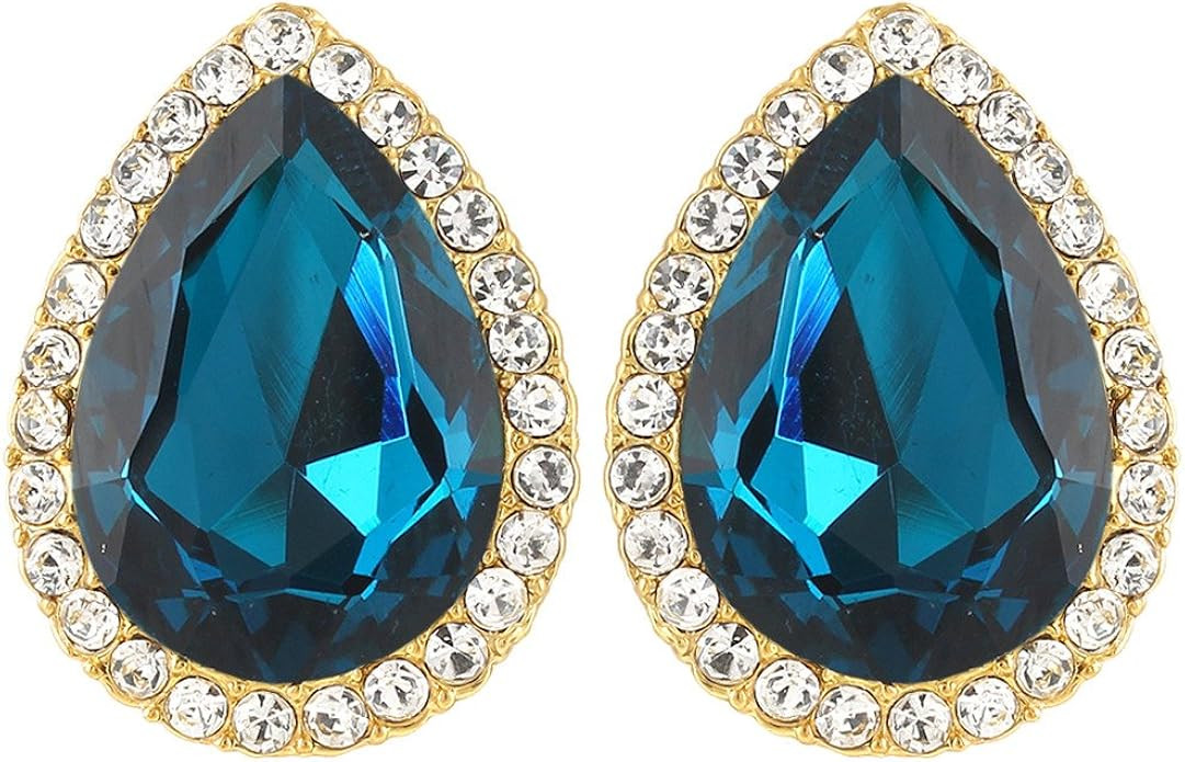 EVER FAITH Women's Austrian Crystal Wedding Teardrop Stud Earrings | Amazon (US)