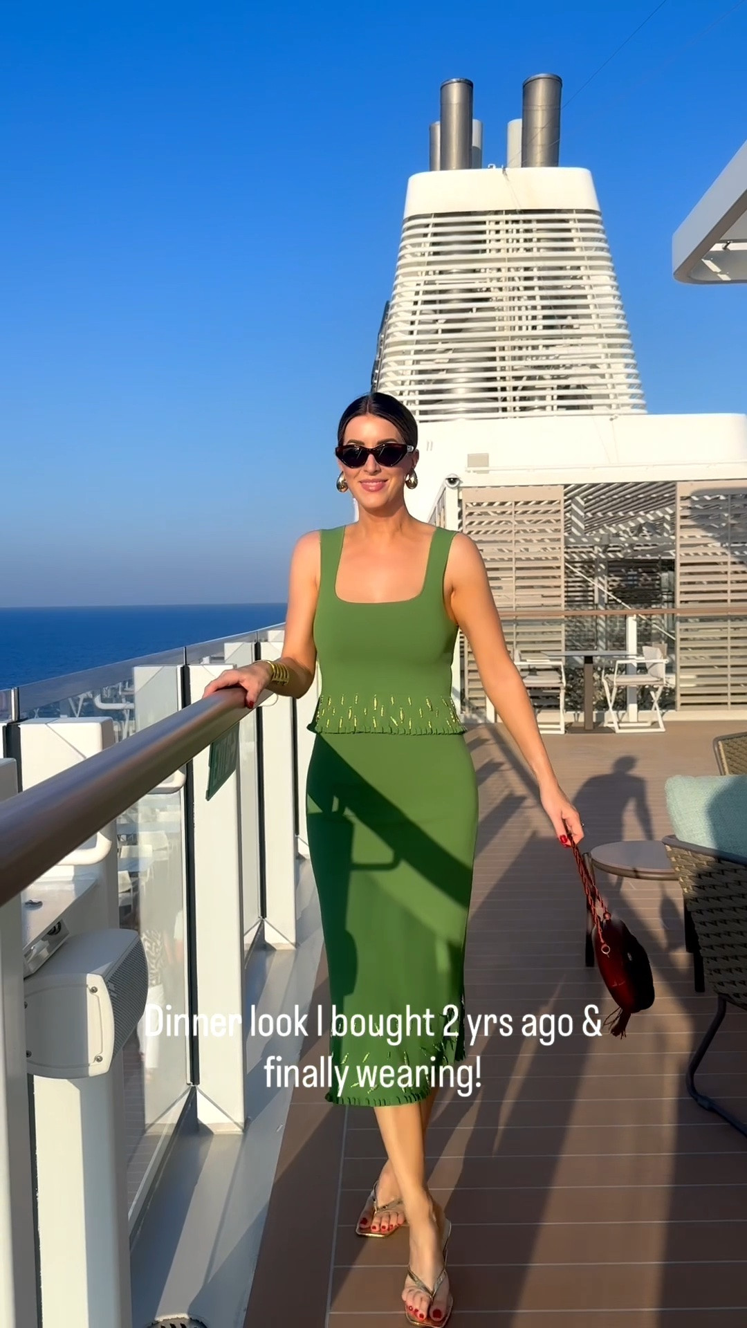 I bought this set two years ago and knew it deserved the right moment... and she was absolutely worth the wait. I tracked down a few places where the top & skirt are still available and linked it, along with a few similar pieces I love just as much. Finished with bold gold statement jewelry and my favorite fish bag for the perfect dinner look. Everything is linked. 

 #LTKSeasonal #LTKOver40 #LTKTall