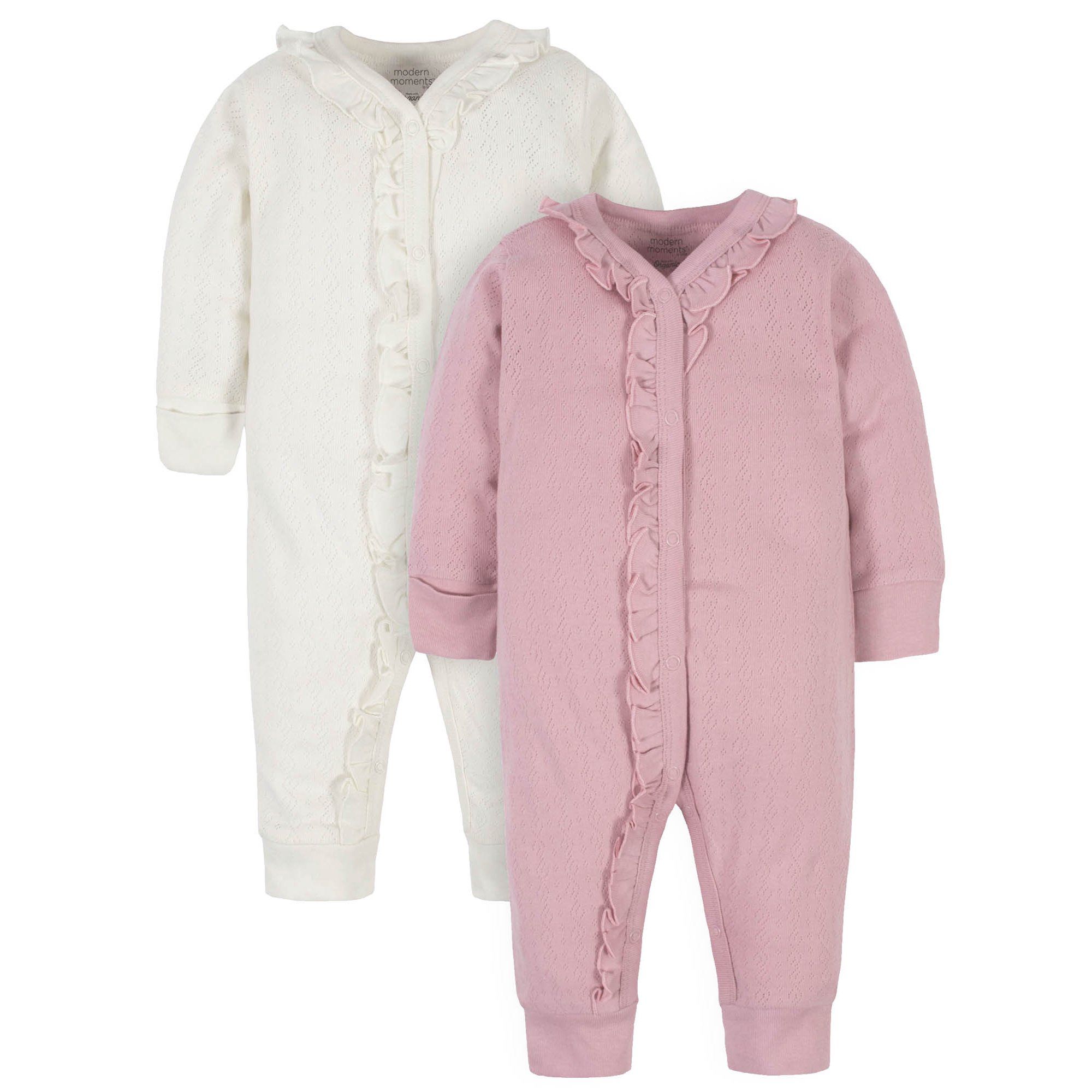 Modern Moments by Gerber® Baby Girl Ribbed Coveralls, 2-Pack | Walmart (US)