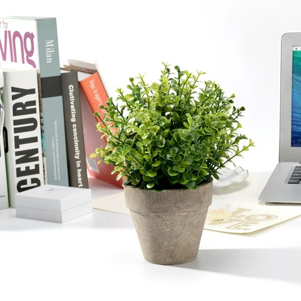 Mini Faux Topiary Plant 9" Artificial Green Plastic Grass with Pot for Home Decor - Walmart.com | Walmart (US)