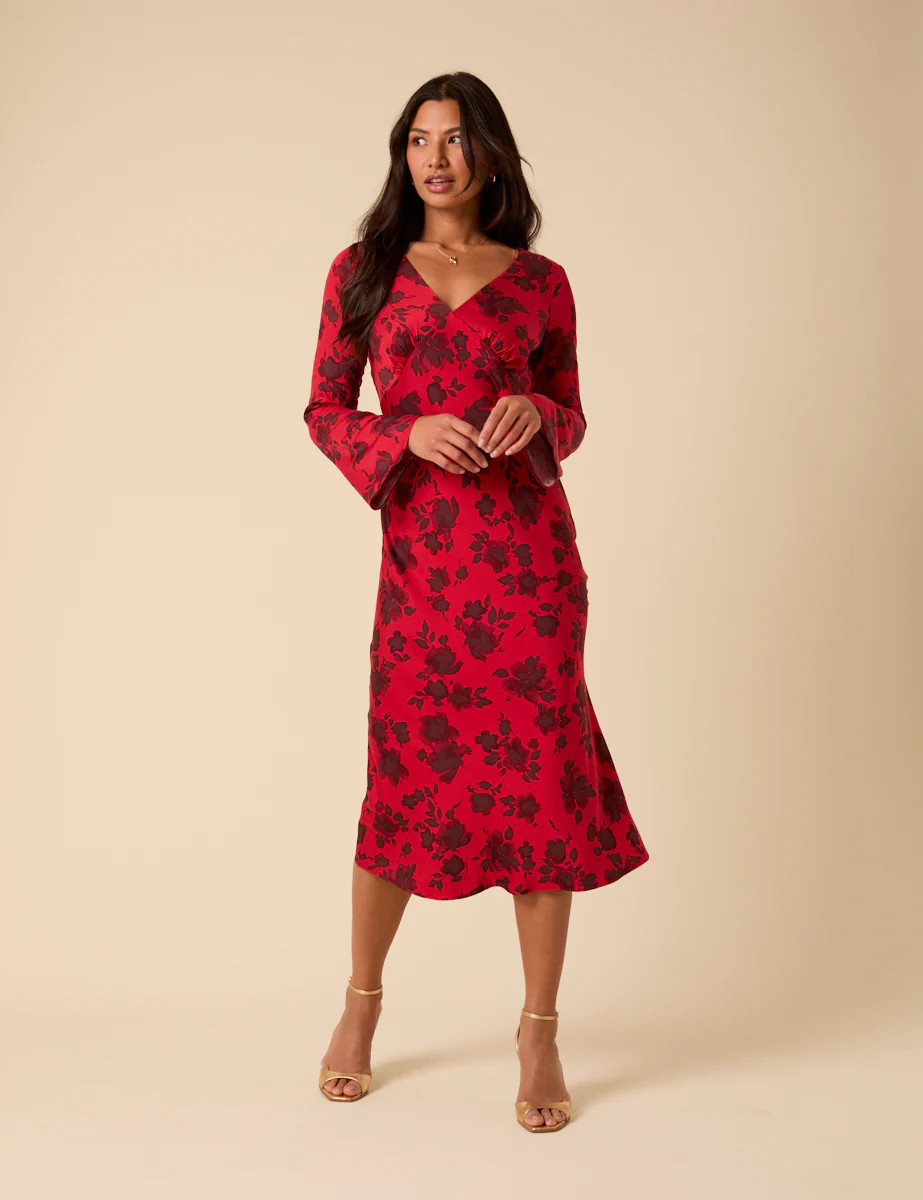 Red Floral Josie Midi Dress | Nobody's Child