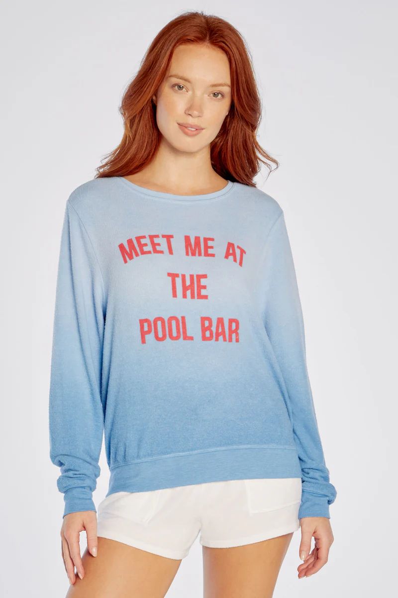 Meet Me At The Pool Bar Baggy Beach Jumper | Pool Blue Wash | Wildfox