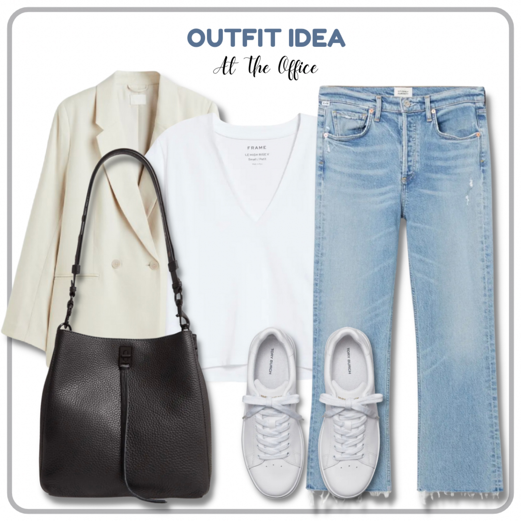Outfit Idea | At The Office

Pair a blazer, t-shirt, jeans, white sneakers and a shoulder bag to complete this look.

#LTKitbag #LTKshoecrush #LTKstyletip
