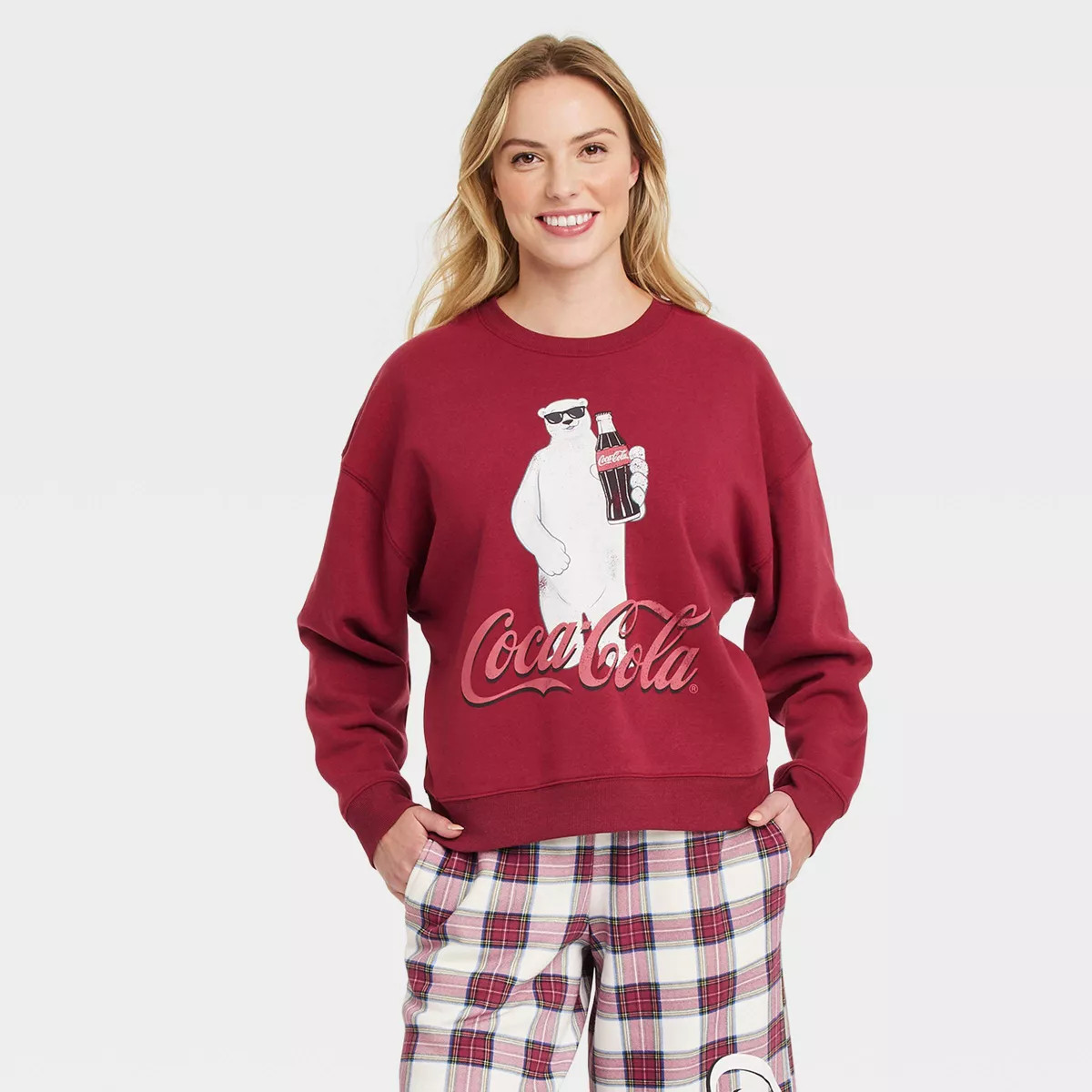 Women's Coca-Cola Polar Bear Graphic Sweatshirt - Red | Target