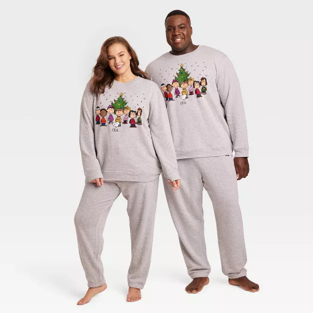 Adult Peanuts Snoopy Graphic Sweatshirt - Light Gray | Target