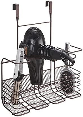 SunnyPoint Metal Wire Over Door/Wall Mount Hair Care & Styling Tool Organizer - Bathroom Storage Bas | Amazon (US)