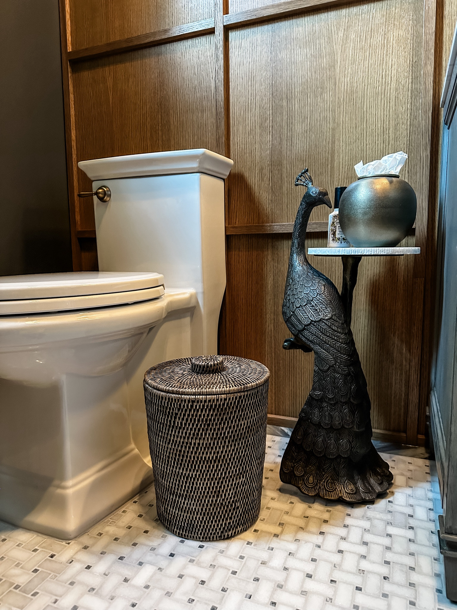 Half-bath • accent table • drink table • peacock table • indoor outdoor table • skirted toilet • bathroom decor • home decor • home accents • home details • 

#LTKSaleAlert #LTKHome