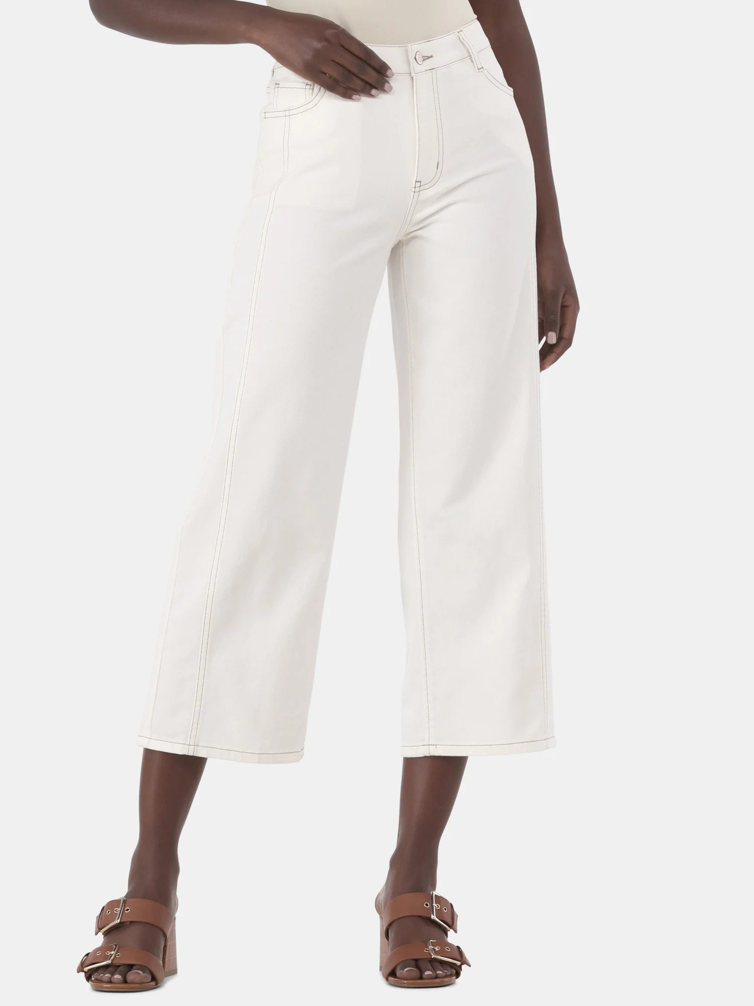 Time and Tru Women's Cropped Wide Leg Jeans, 26" Inseam, Sizes 2-20 - Walmart.com | Walmart (US)