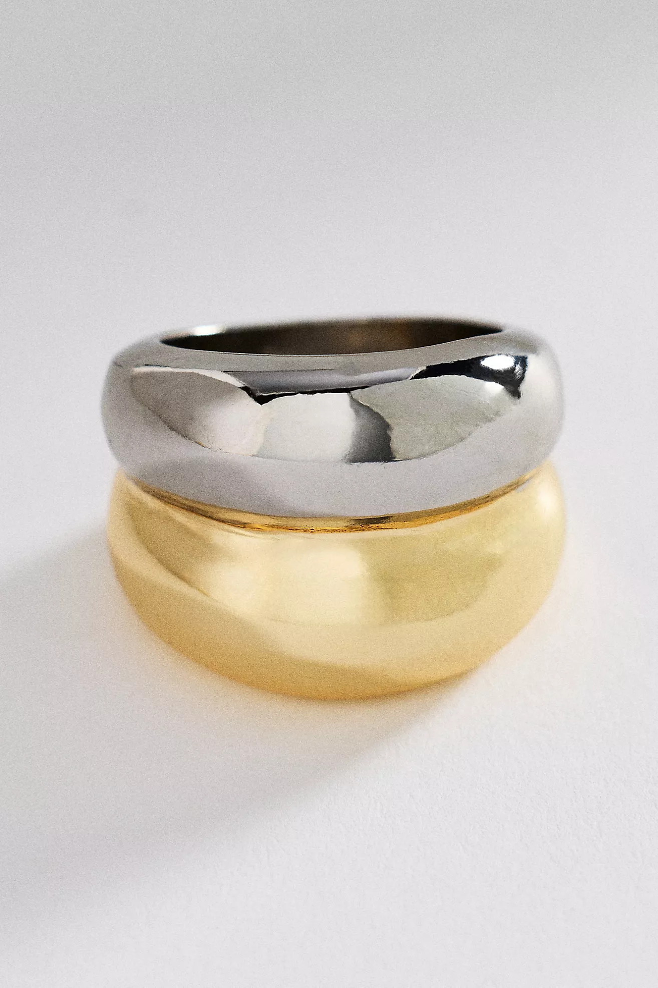 Mixed Metal Ribbed & Stacked Ring | Anthropologie (US)