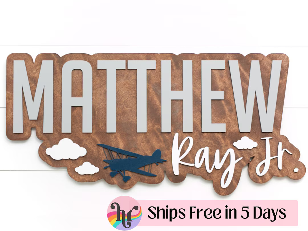 Large Name Sign for Nursery Airplane Nursery Sign Nursery - Etsy | Etsy (US)