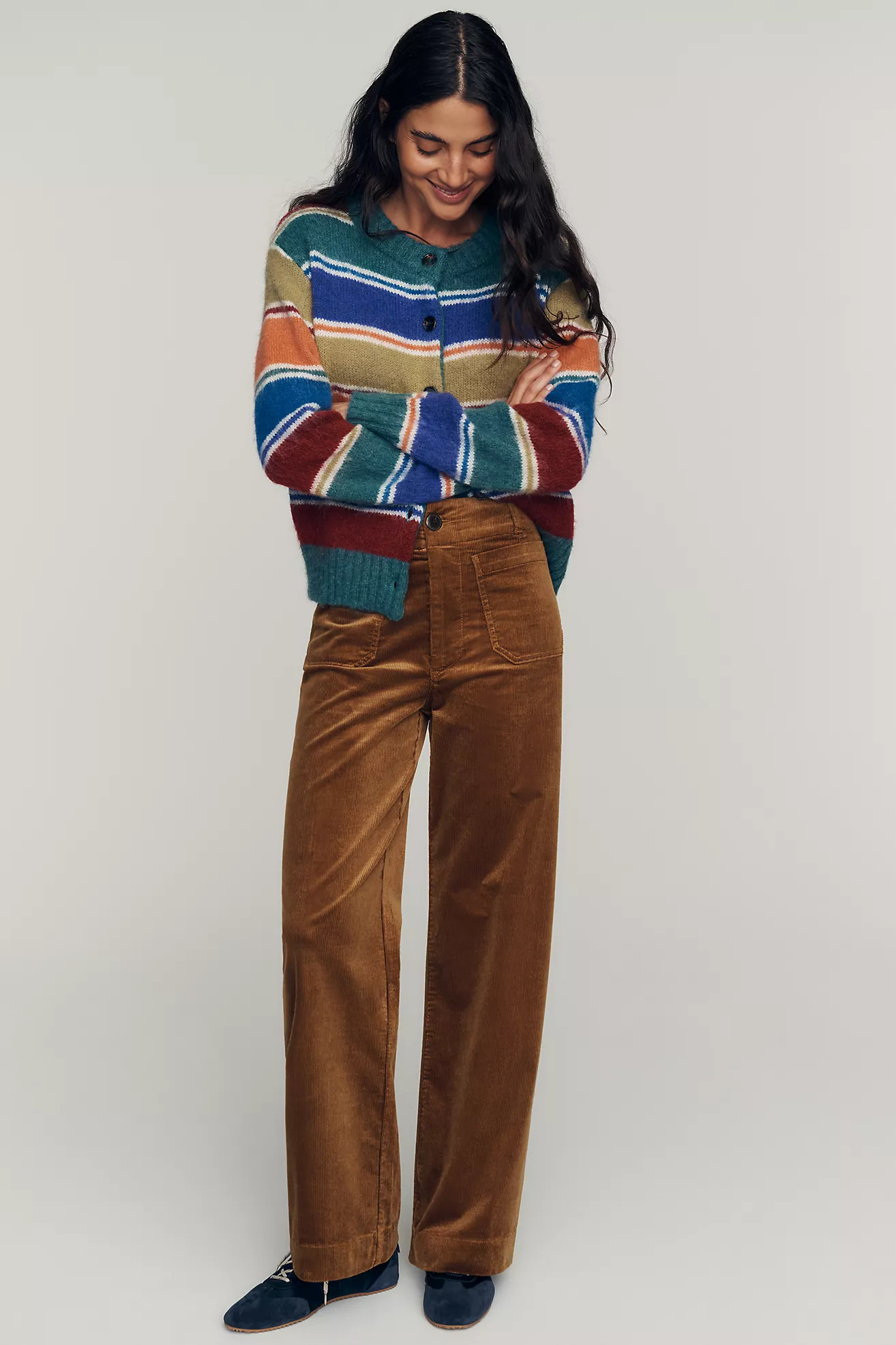 Colette Corduroy High-Rise Wide-Leg Full-Length Pants | Anthropologie (US)