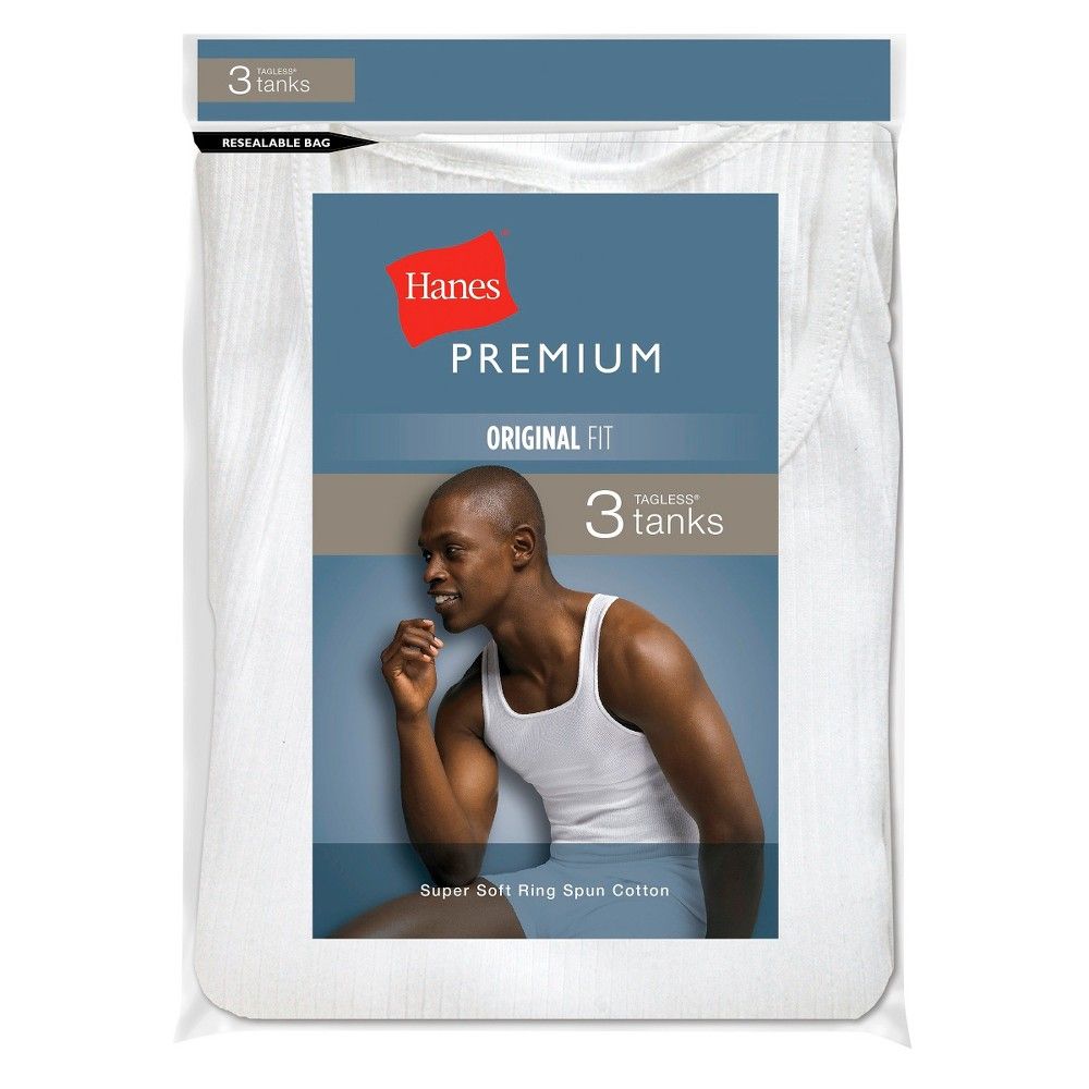 Hanes Premium Men's 3pk Tank Top - White XL | Target