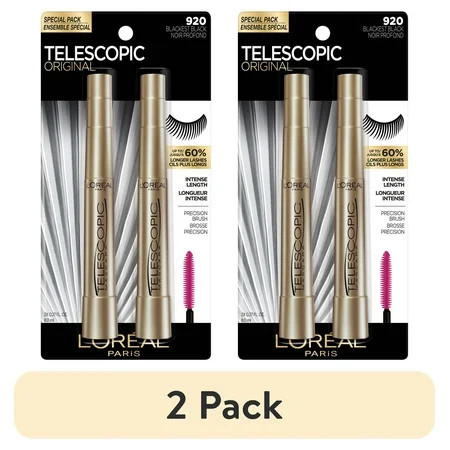 (2 pack) L Oreal Paris Telescopic Original Washable Mascara Blackest Black 2 Pack | Walmart (US)
