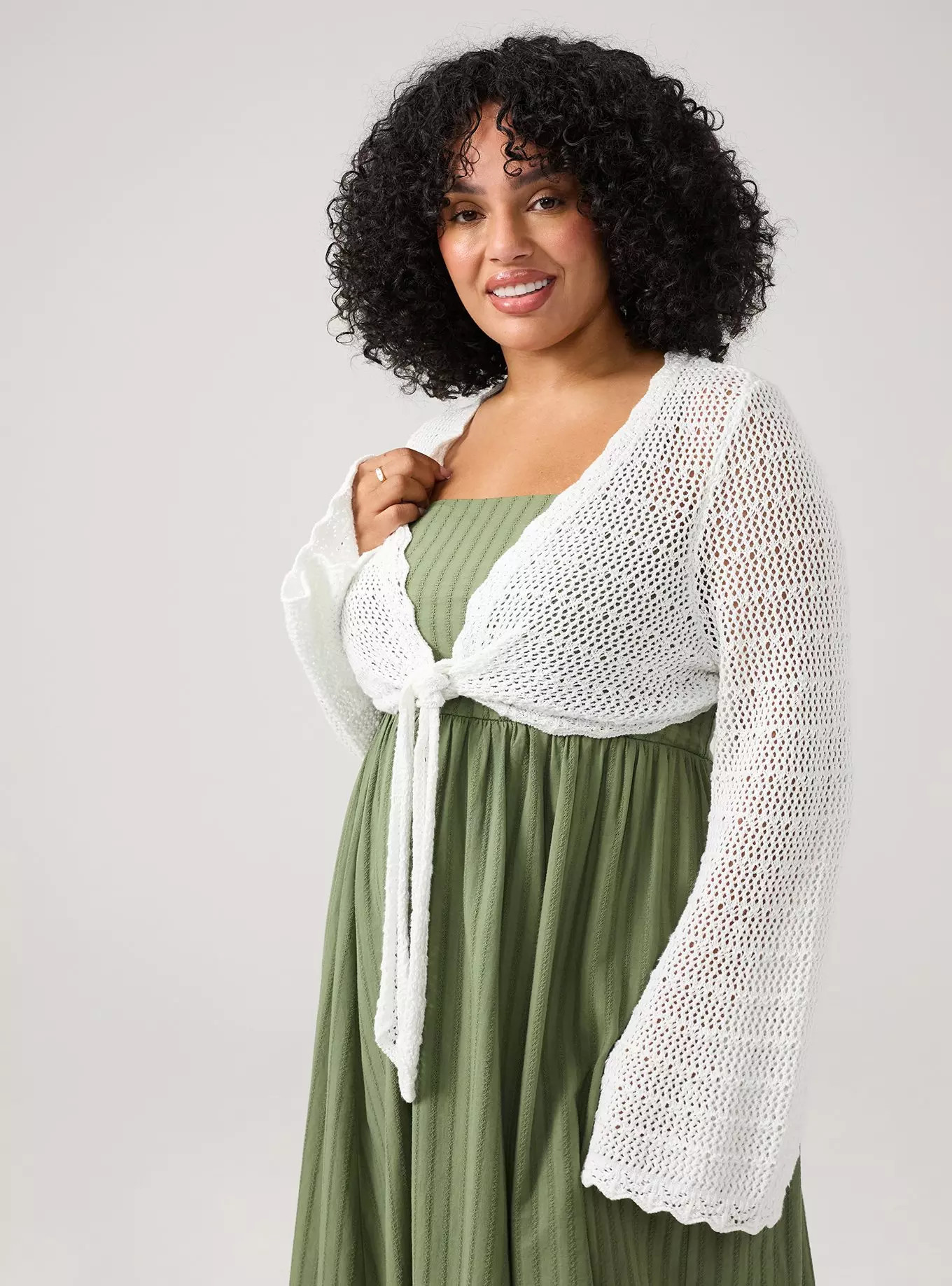 Open Stitch Tie Front Shrug | Torrid (US & Canada)