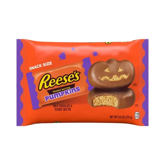 Reese's Milk Chocolate Snack Size Peanut Butter Pumpkins, Halloween Candy Bag, 9.6 oz | Walmart (US)
