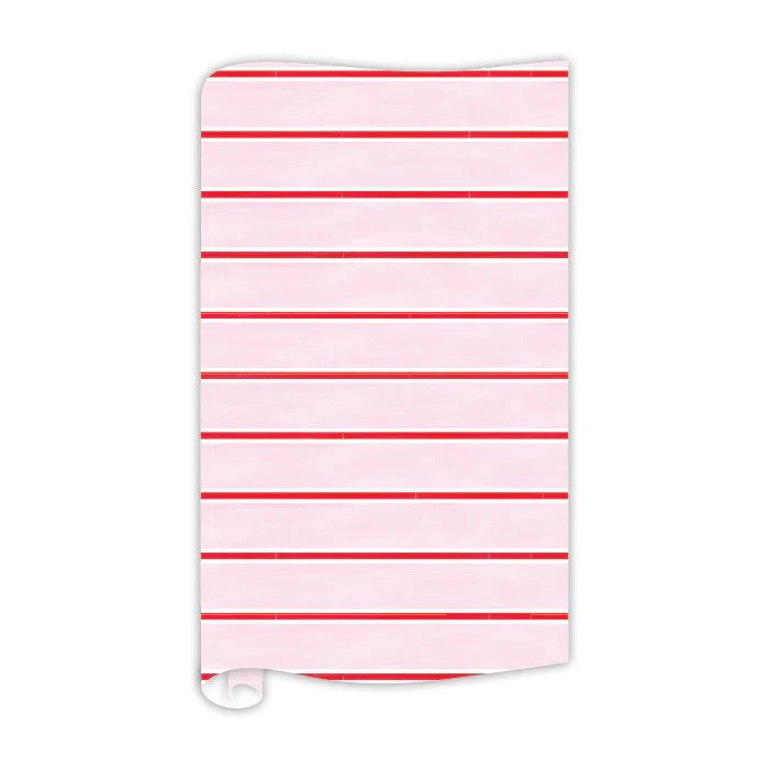 Light Pink White and Red Stripes Wrapping Paper | Rosanne Beck Collections