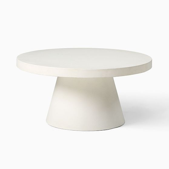 Concrete Pedestal 32"" Indoor/Outdoor Round Coffee Table, White | West Elm (US)