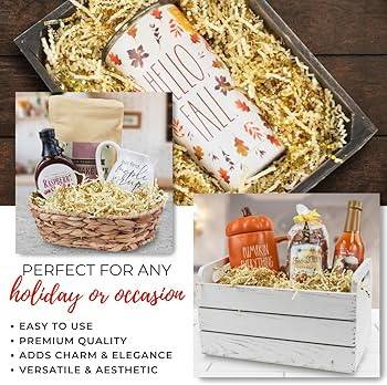 MagicWater Crinkle Cut Paper for Gift Baskets - 2LB - Vanilla & Gold - Perfect for Shredded Paper... | Amazon (US)