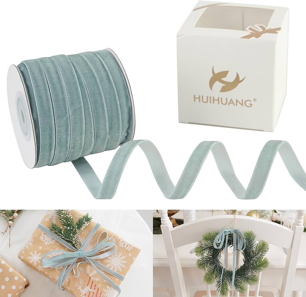 Amazon.com: HUIHUANG Dusty Blue Velvet Ribbon 3/8 inch x 25 Yards Single Face Vintage Blue Velvet... | Amazon (US)