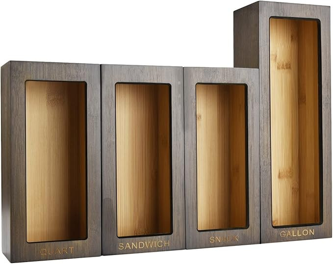 Cozee Bay Bamboo Food Bag Organizer for Kitchen Drawer, Baggie organizer, Compatible with Gallon,... | Amazon (US)