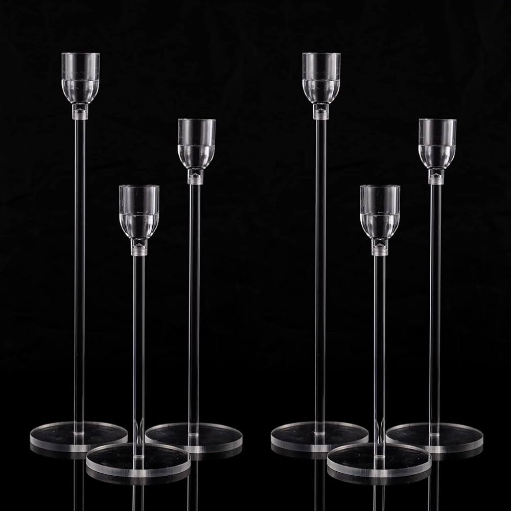 Vincidern 6PCs Acrylic Candle Holders Centerpieces for Table, Taper Candle Holder for Wedding Dec... | Amazon (US)