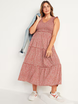 Fit & Flare Smocked Floral Maxi Dress for Women | Old Navy (US)