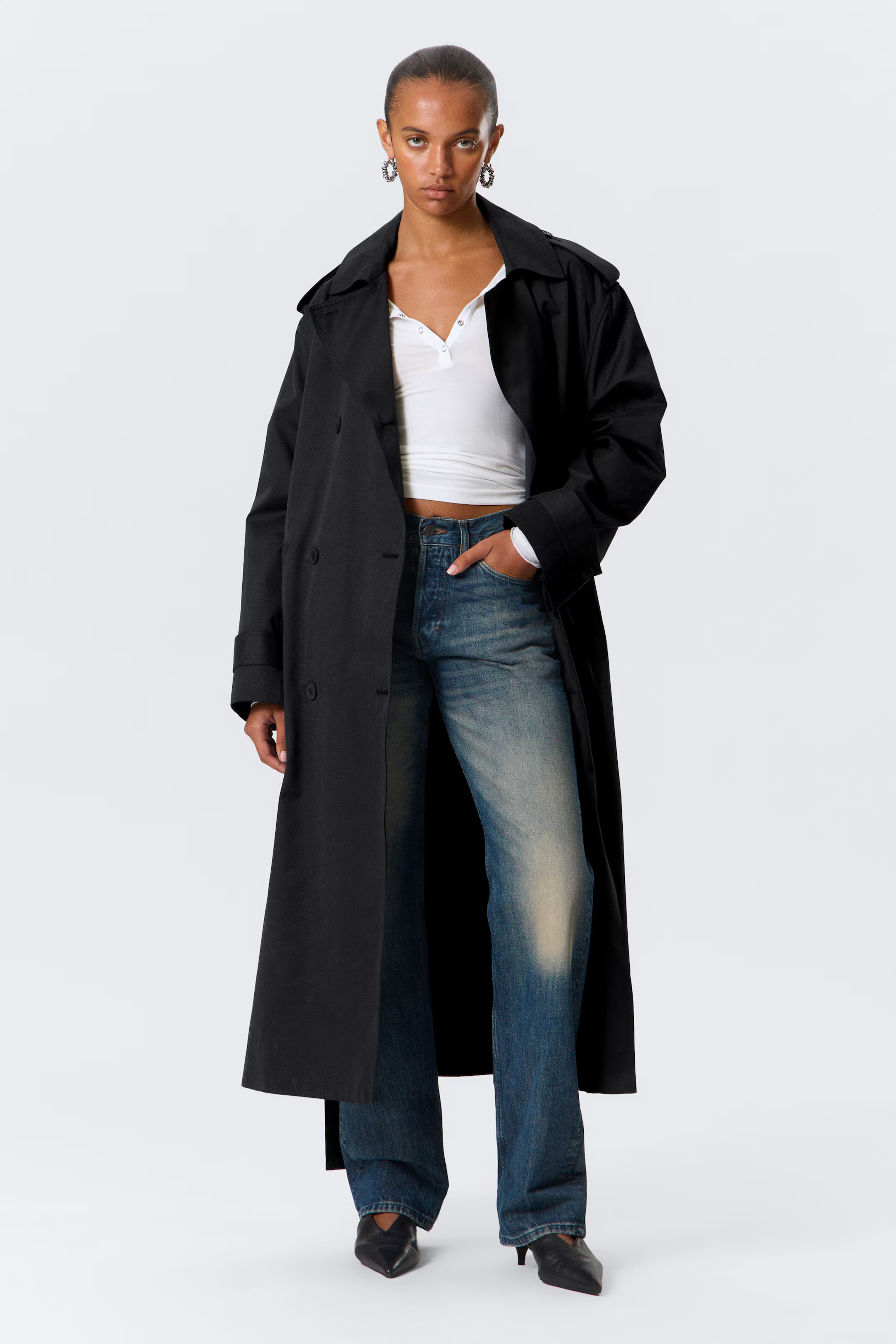 Trench Coat Oversized de Lona com Duplo Abotoamento | H&M (FR, IT, ES, PT, BE)