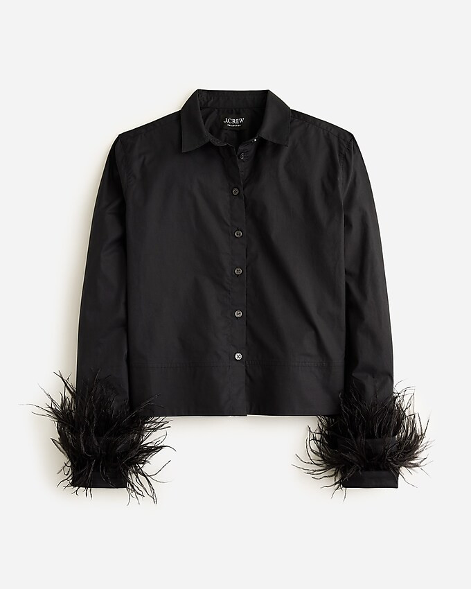 Collection cropped feather-trim garçon shirt | J. Crew US