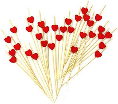 4.7" Party Frilled Toothpicks Cocktail Sticks Bamboo Skewers,100 Count (Red Heart) | Amazon (US)
