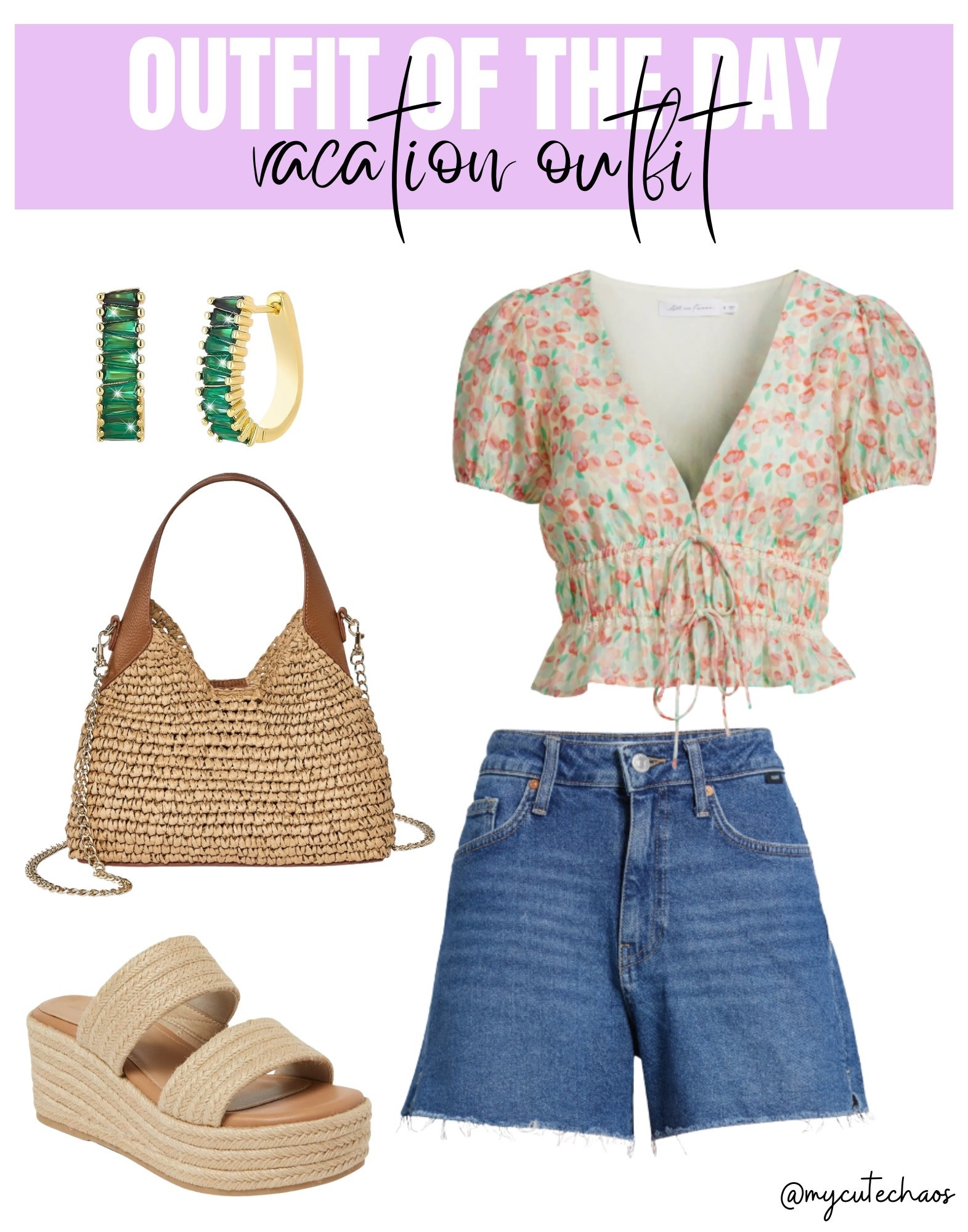 Vacation outfit inspo, vacation style
Summer outfit, denim shorts, floral top, summer sandals, spring shoes, vacation outfit

#LTKTravel #LTKootd