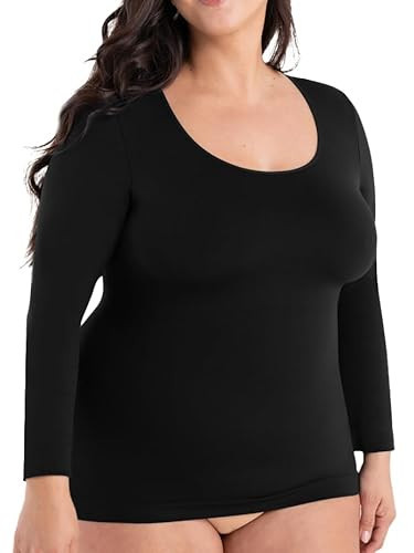 SHAPERMINT Cami Shaper, Women's Long Sleeve T-Shirt, Black, Size XL | Amazon (US)