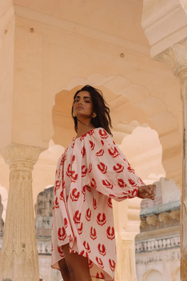 Ria Mini Dress ~ Cherry Blossom | Slow Fashion Made With Intention | Daughters of India