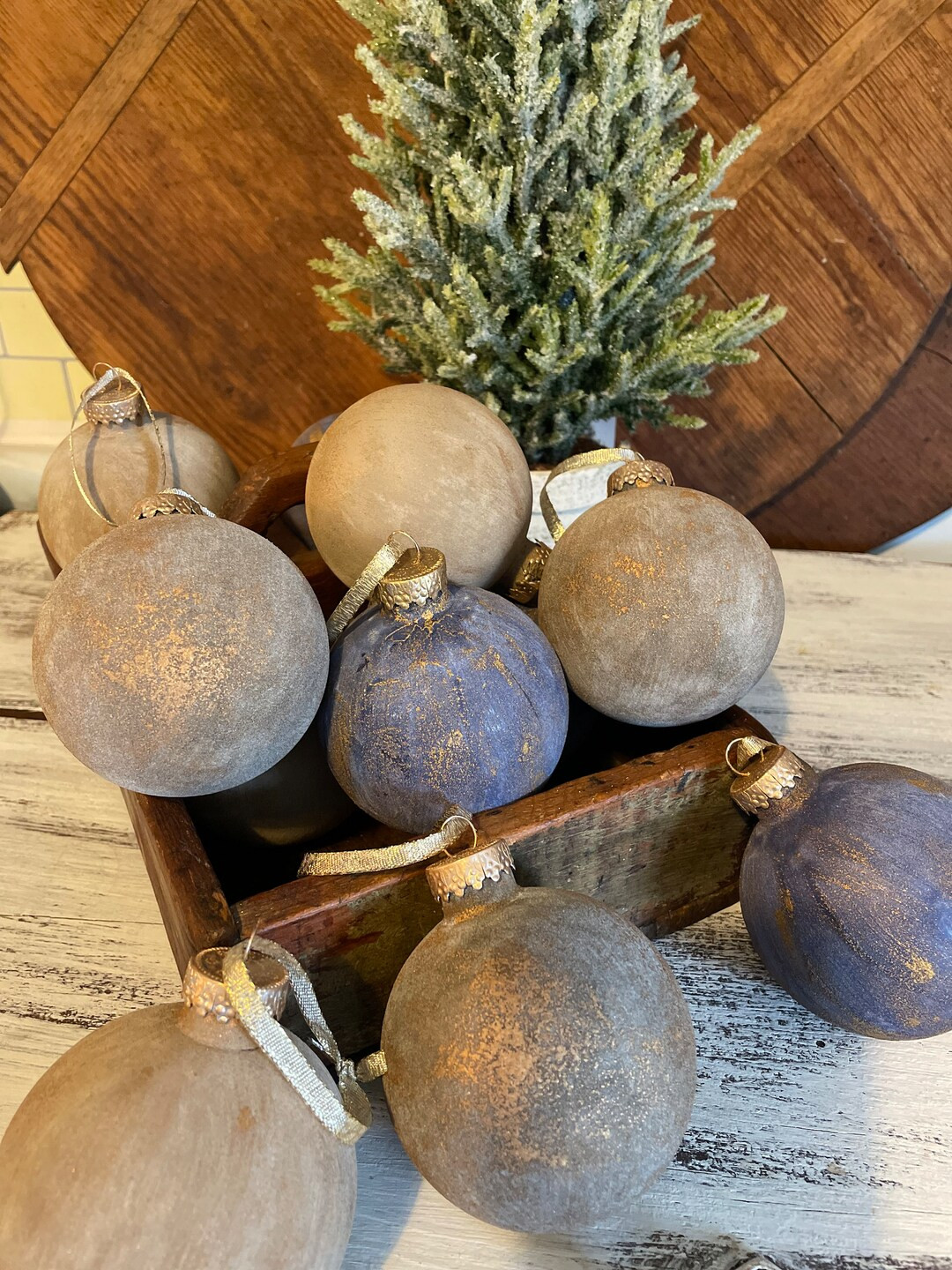 Textured Metallic Painted Vintage Shatterproof Ornaments - Etsy | Etsy (US)