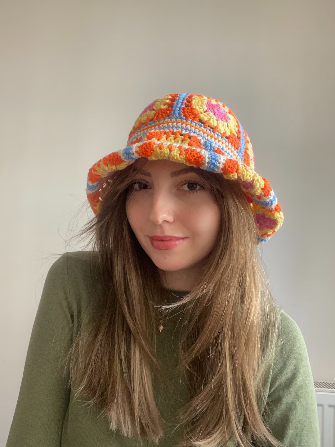 Crochet Granny Square Bucket Hat: Handknit Colorful Summer Hat, Bohemian Floral Beanie | Etsy (Global)