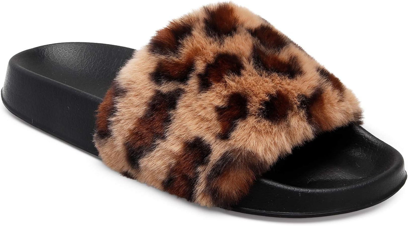 Spesoul Womens Fuzzy Slides Open Toe Furry Slide Slippers Indoor Outdoor Slides Sandals Casual Fl... | Amazon (US)