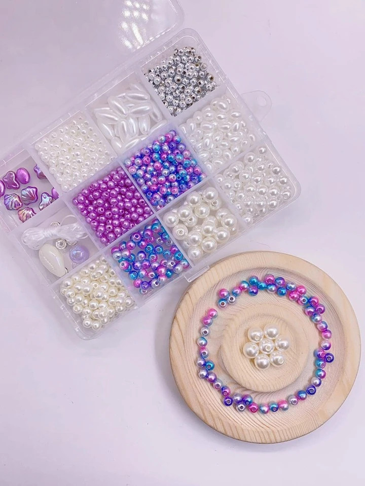 1 Caixa Moda Miçangas Coloridas & Pérola Falsa Kit De Fabricação De Joias Para Diy Bracelete ... | SHEIN