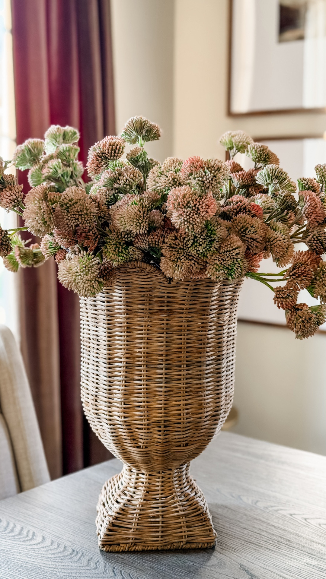 15” woven scalloped urn + pink sedum sprays 🤍 effortless coastal texture with a soft, natural feel.

#LTKHome #LTKSeasonal