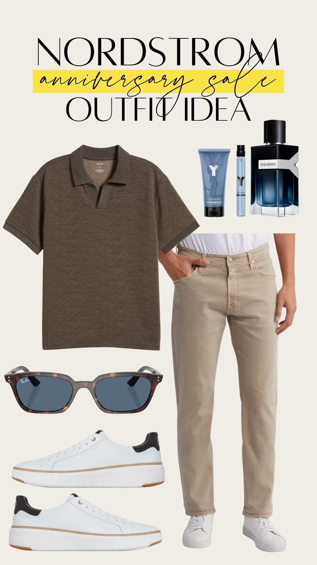 Chic mens date night look, giving euro summer vibes. Love this tan polo with khaki pants and white sneakers.  

 #LTKSaleAlert #LTKStyleTip #LTKMens