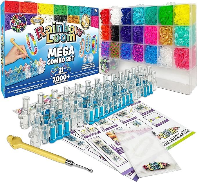 Rainbow Loom® MEGA Combo Set, Features 7000+ Colorful Rubber Bands, 2 step-by-step Bracelet Inst... | Amazon (US)