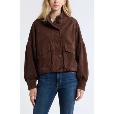 Treasure & Bond Blouson Suede Leather Jacket in Brown Chicory at Nordstrom, Size Xx-Small | Nordstrom