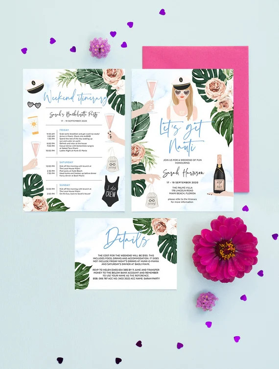 Nautical Bachelorette Invitation Let's Get Nauti | Etsy | Etsy (US)