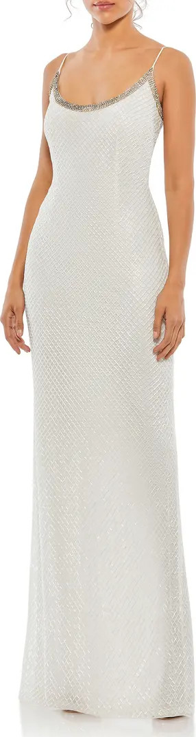 Rhinestone Encrusted Scoop Neckline Beaded Gown | Nordstrom