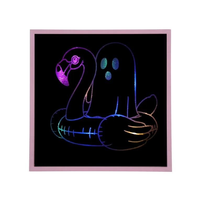 7" LED Ghost in Flamingo Wood Frame Decor, Summer Frights by Way To Celebrate | Walmart (US)
