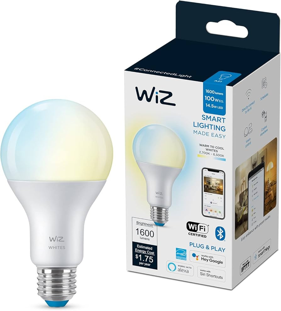 WiZ 100W Eq. (14.5W) A21 Tunable White LED Smart Bulb - Pack of 1 - E26- Indoor - Connects to You... | Amazon (US)