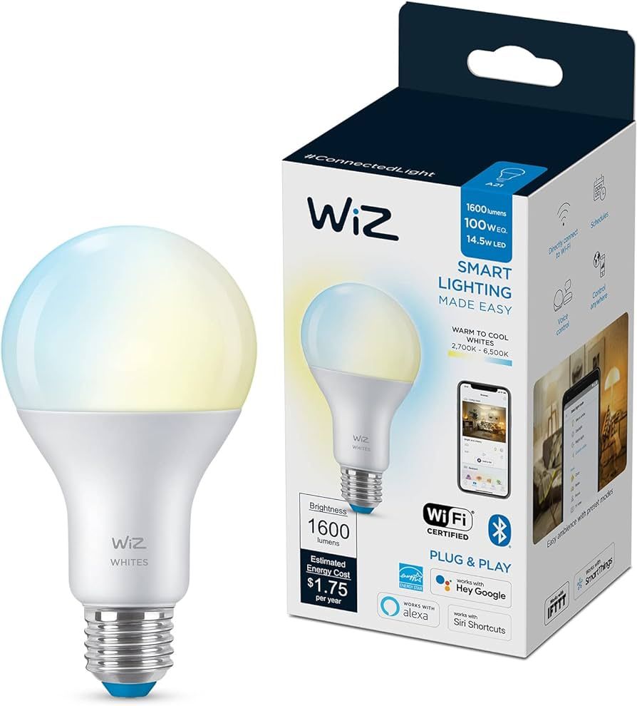 WiZ 100W Eq. (14.5W) A21 Tunable White LED Smart Bulb - Pack of 1 - E26- Indoor - Connects to You... | Amazon (US)