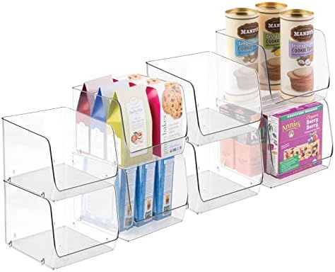 mDesign Large Household Stackable Plastic Food Storage Organizer Bin Basket with Wide Open Front ... | Amazon (US)